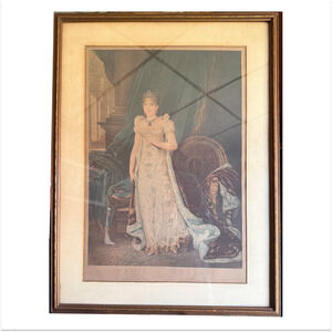 Antique Marie Louise Portrait Print Isabey Peint Mécou Gravé Napoleon Era Frame